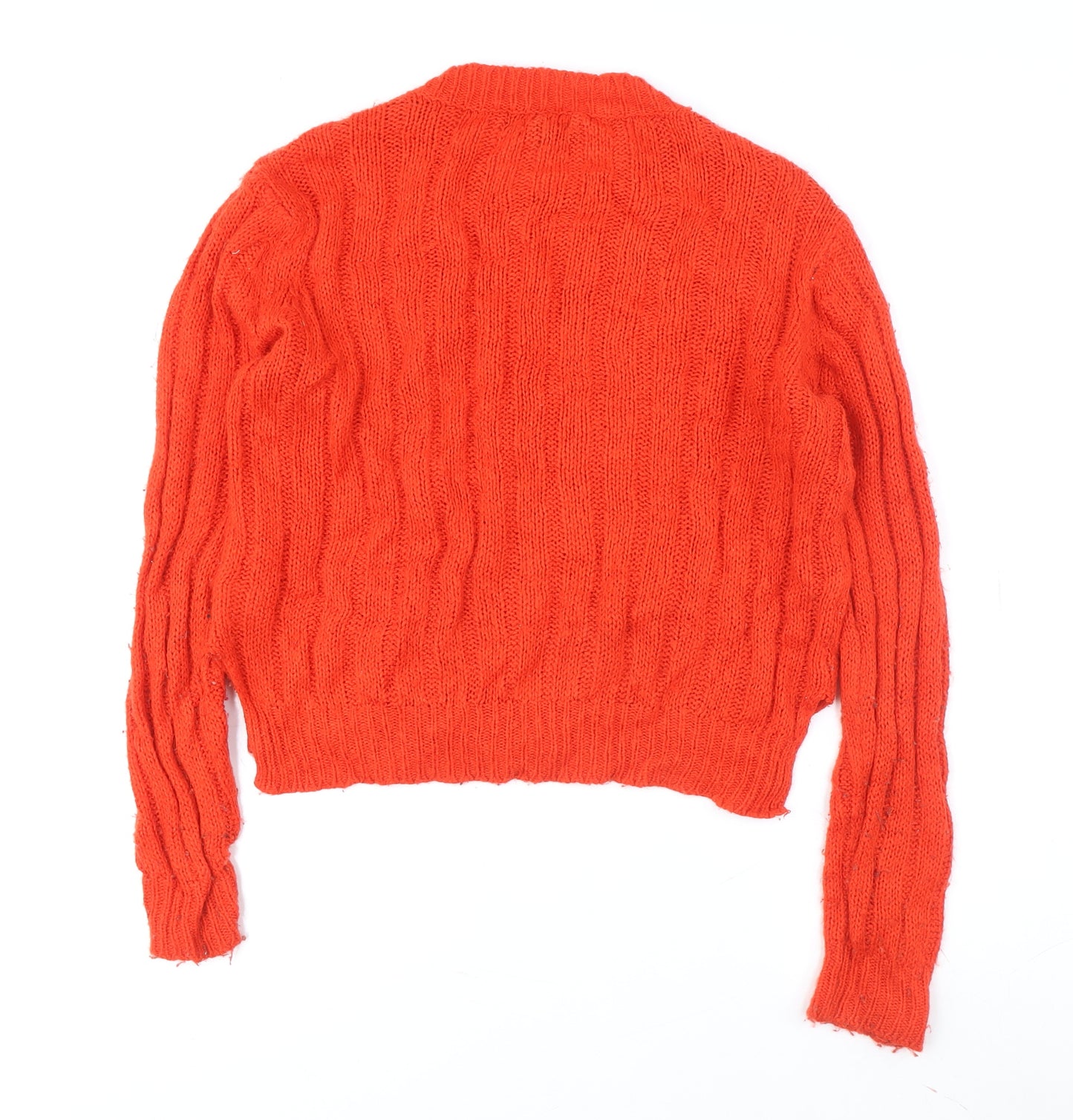 QED London Women's Orange Cable-Knit Pullover M