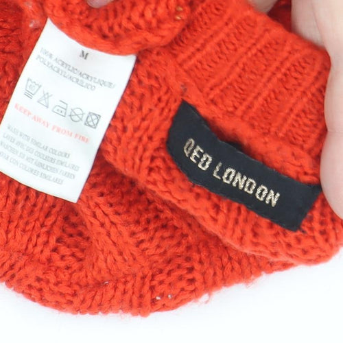 QED London Women's Orange Cable-Knit Pullover M