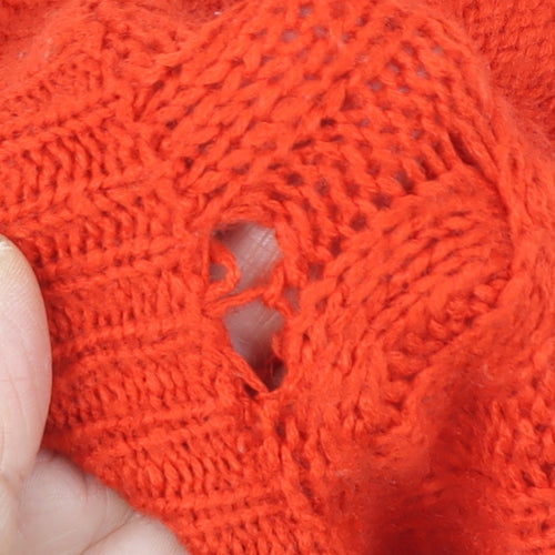 QED London Women's Orange Cable-Knit Pullover M