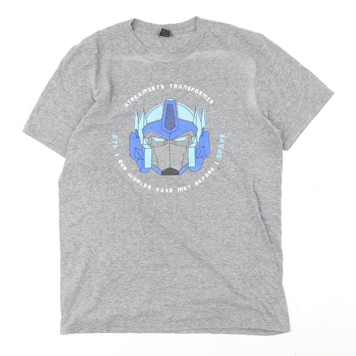 Anvil Men's Grey Transformers Graphic T-Shirt M