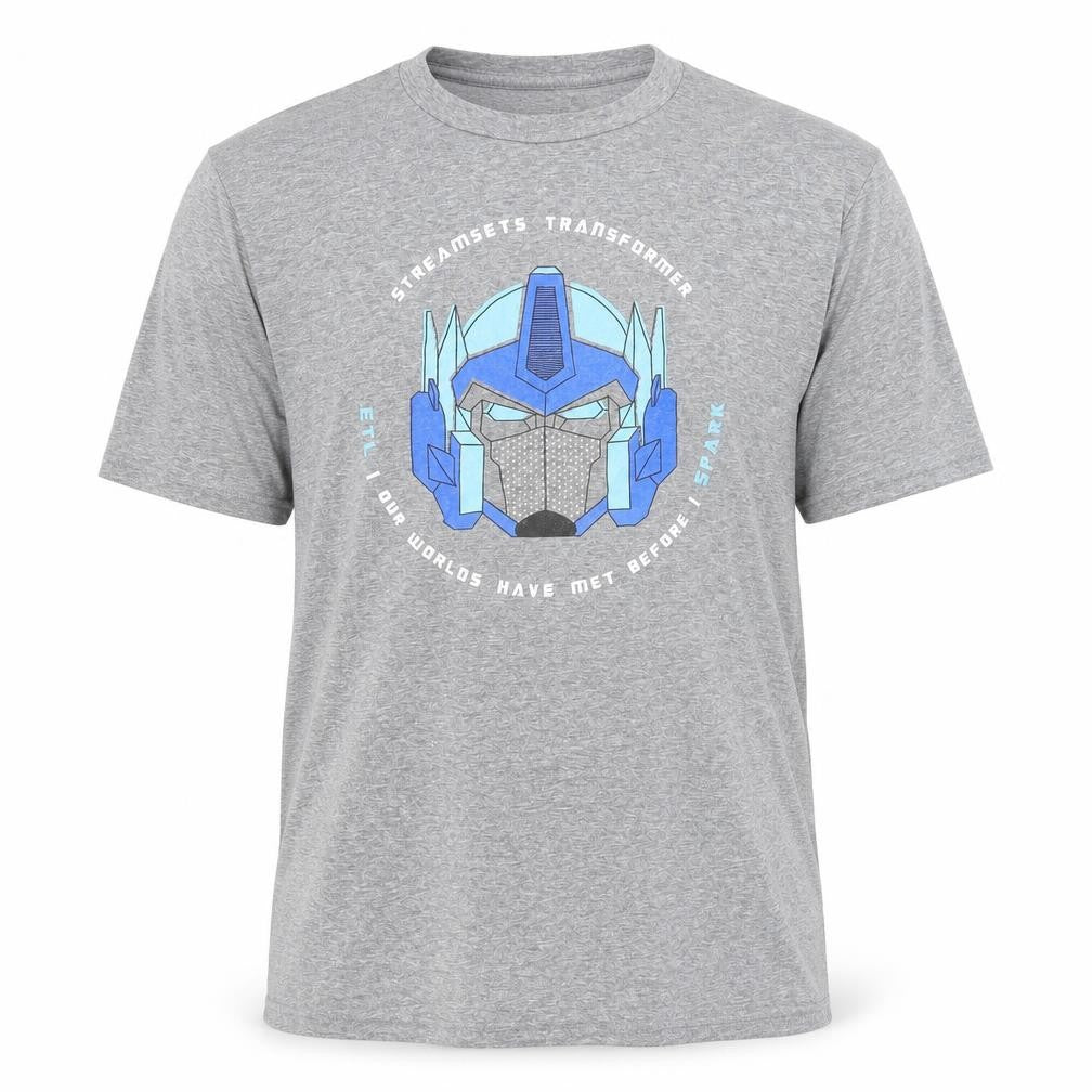 Front view of Anvil Men's Grey Transformers Graphic T-Shirt M