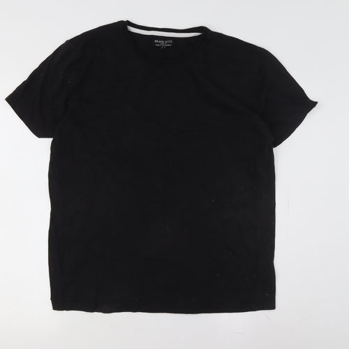 Brave Soul Men's Black Cotton Crew Neck T-Shirt L