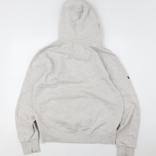 Superdry Men's Grey Pullover Hoodie, Size L, Logo Accents