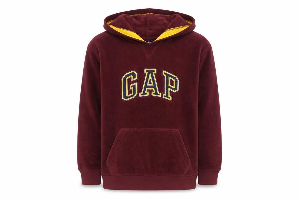 Front view of Gap boys’ red pullover hoodie 14-16 years logo casual