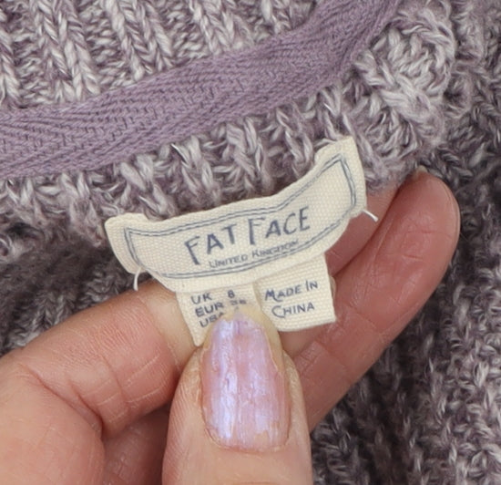 Fat Face Women's Grey Chunky-Knit Pullover Jumper