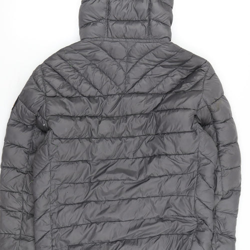 Napapijri Men's Grey Hooded Puffer Jacket M