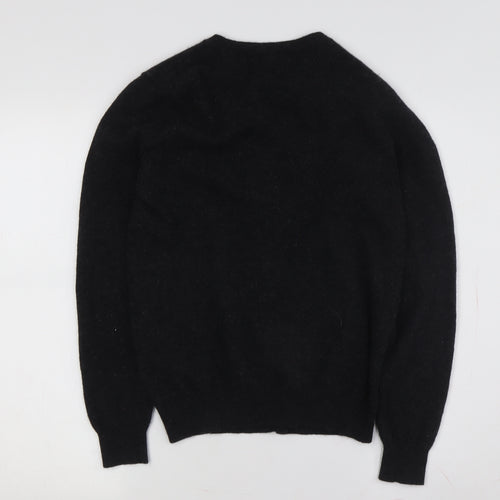 Benetton Women's Black Merino Cardigan, Size S, Crew Neck