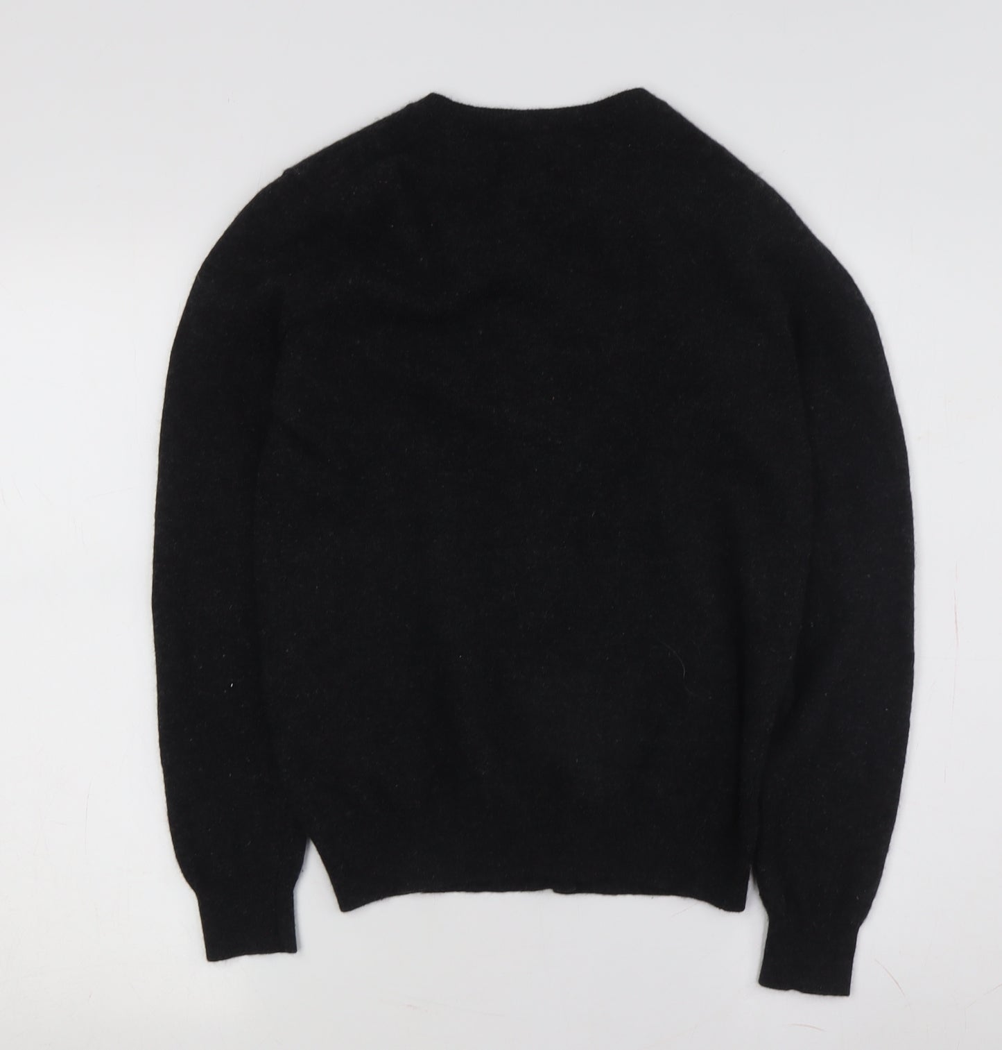 Benetton Women's Black Merino Cardigan, Size S, Crew Neck