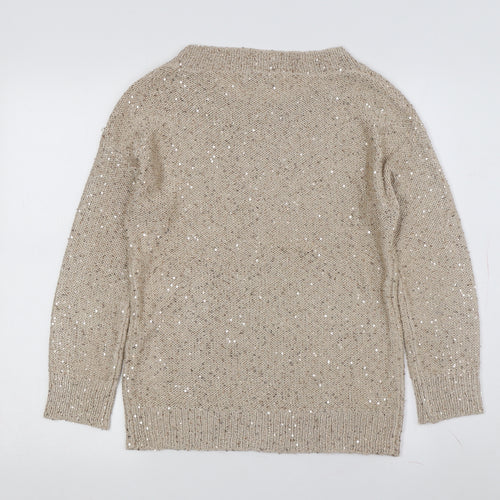 C.M.D Women's Beige Sequin Pullover S Jumper