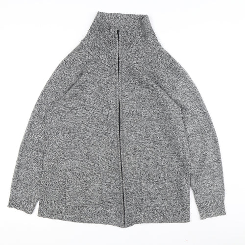 Damart Women's Grey Full Zip Jumper, Mock Neck, Size 14-16