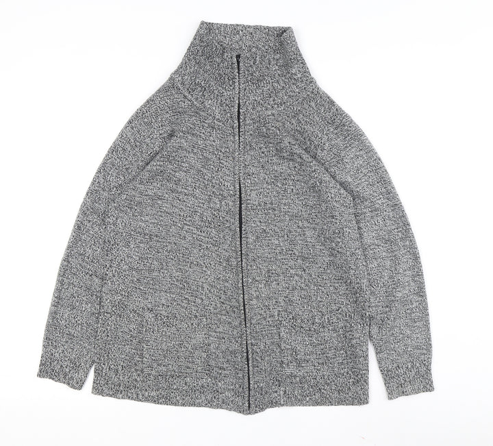 Damart Women's Grey Full Zip Jumper, Mock Neck, Size 14-16