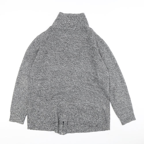 Damart Women's Grey Full Zip Jumper, Mock Neck, Size 14-16