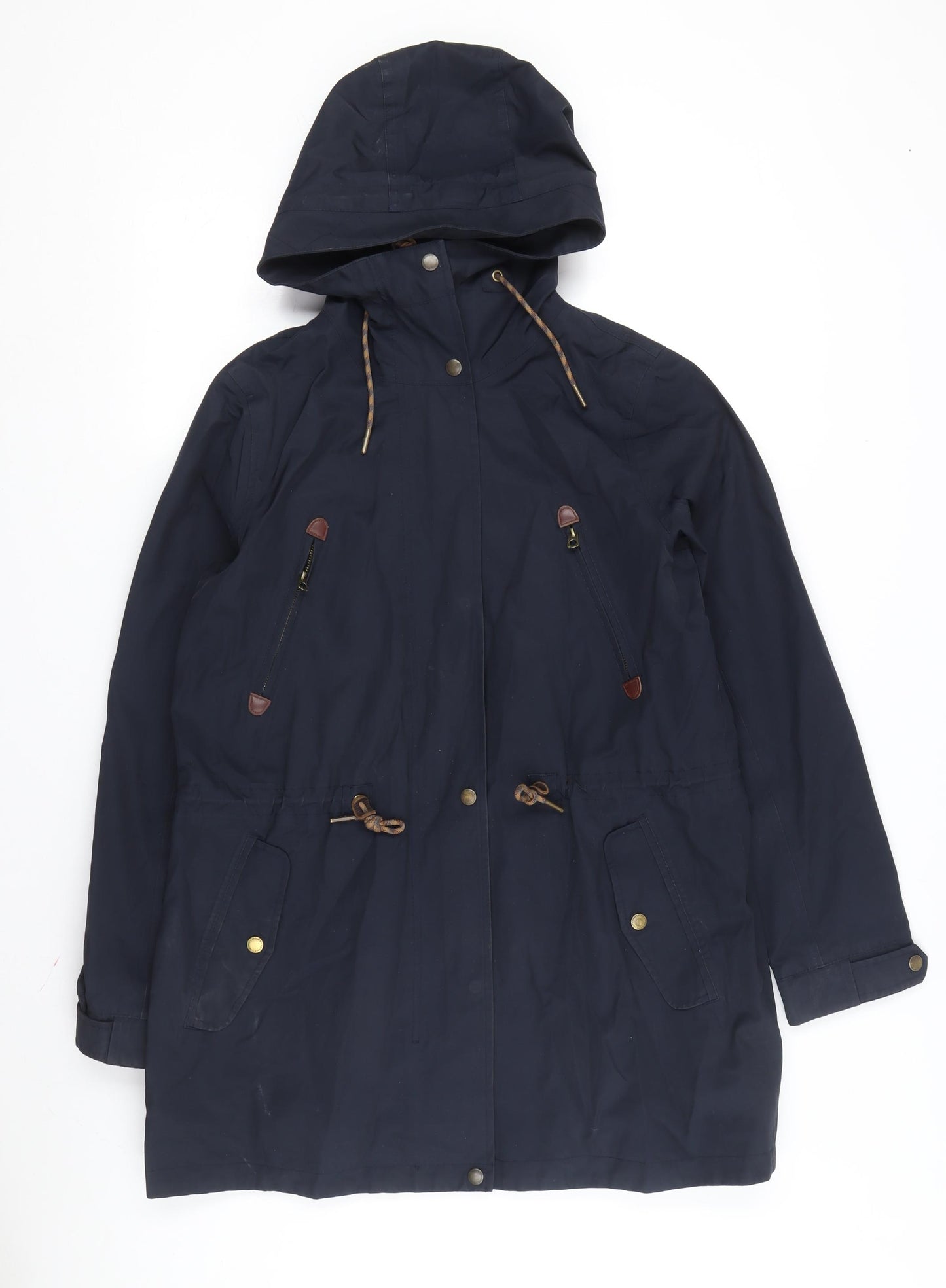 Fat Face Women's Blue Parka - Size 12, Waterproof & Hooded