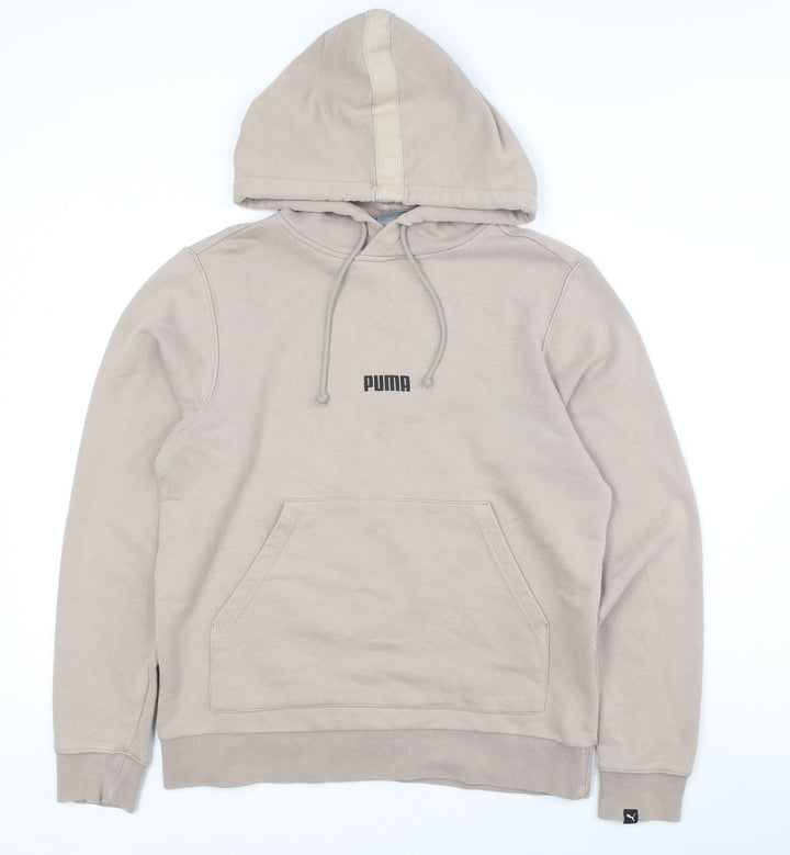 Puma Men's Beige Pullover Hoodie - S, Logo Accent