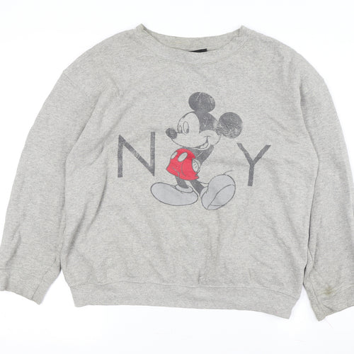 Disney Women's Grey Mickey Mouse Pullover Sweatshirt Size 6