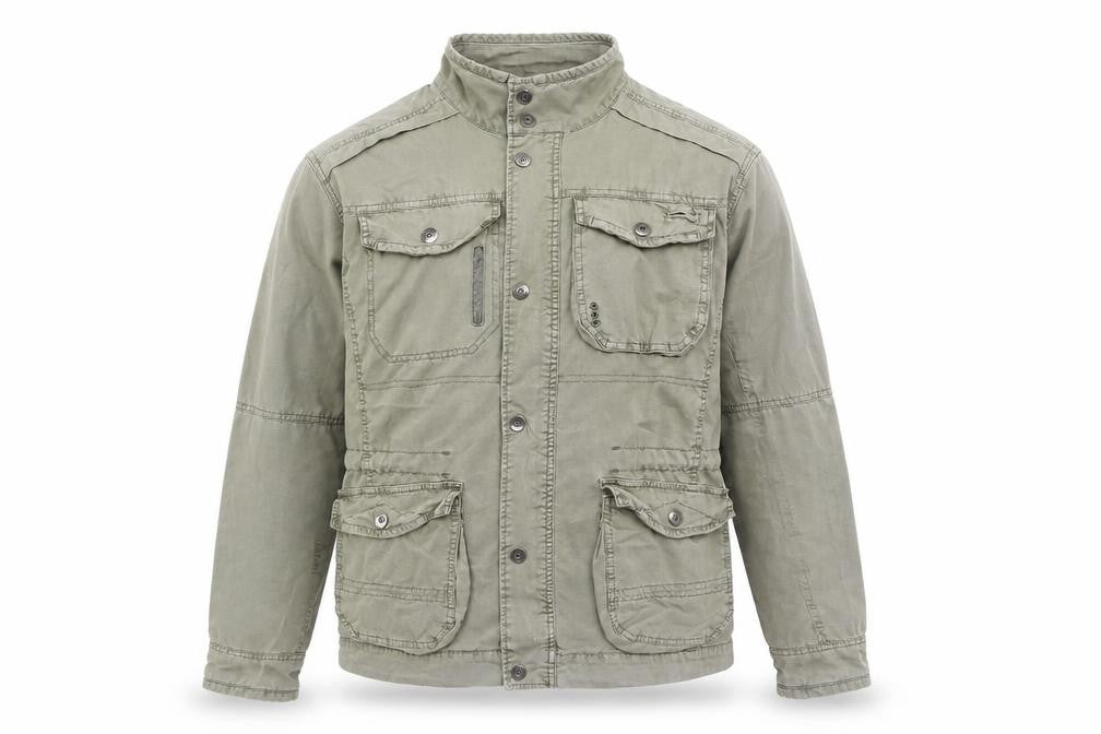 Front view of Deluxe Men's Green Cotton Jacket, L, Gothic, Casual