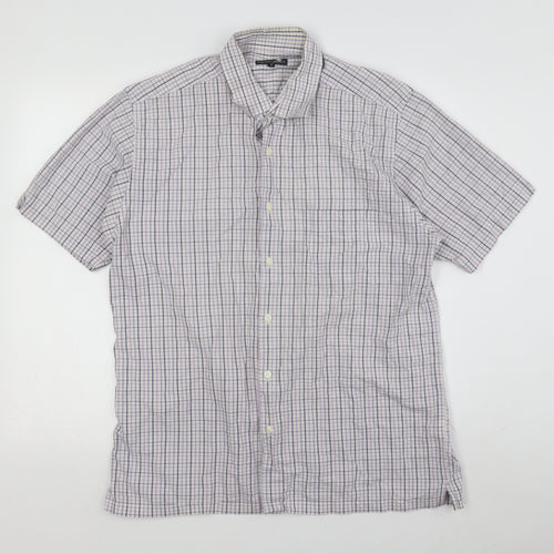 Racing Green Men's Medium Grey Check Short Sleeve Shirt