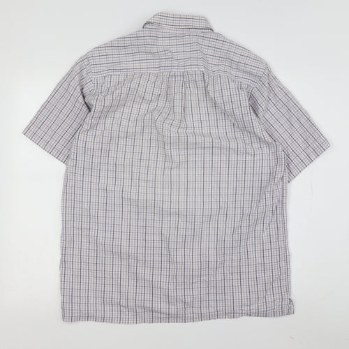 Racing Green Men's Medium Grey Check Short Sleeve Shirt