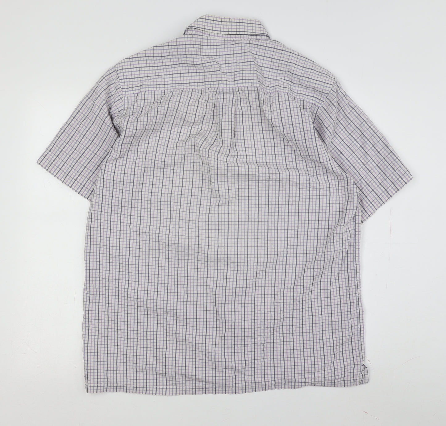 Racing Green Men's Medium Grey Check Short Sleeve Shirt