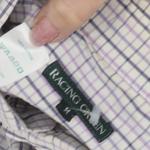 Racing Green Men's Medium Grey Check Short Sleeve Shirt