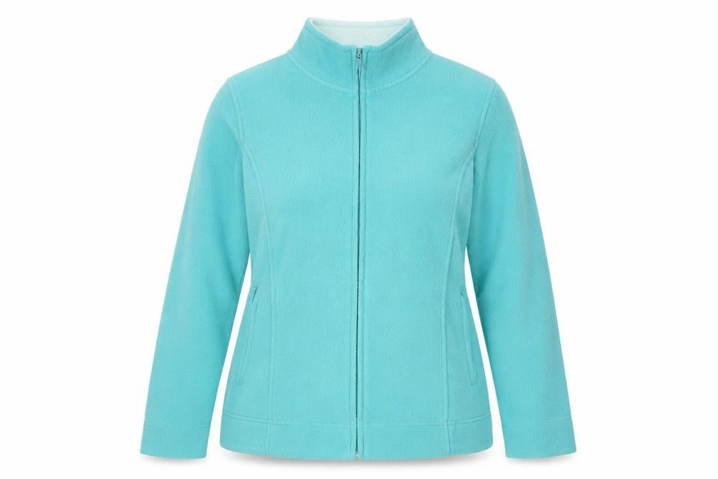 Front view of EWM Women's Blue Jacket, Medium, Fleece, Casual