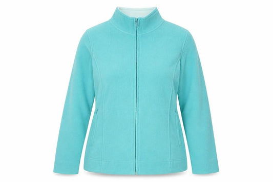Front view of EWM Women's Blue Jacket, Medium, Fleece, Casual