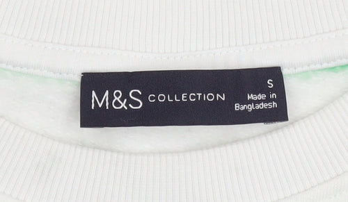 Marks and Spencer Women's White Striped Pullover Sweatshirt S