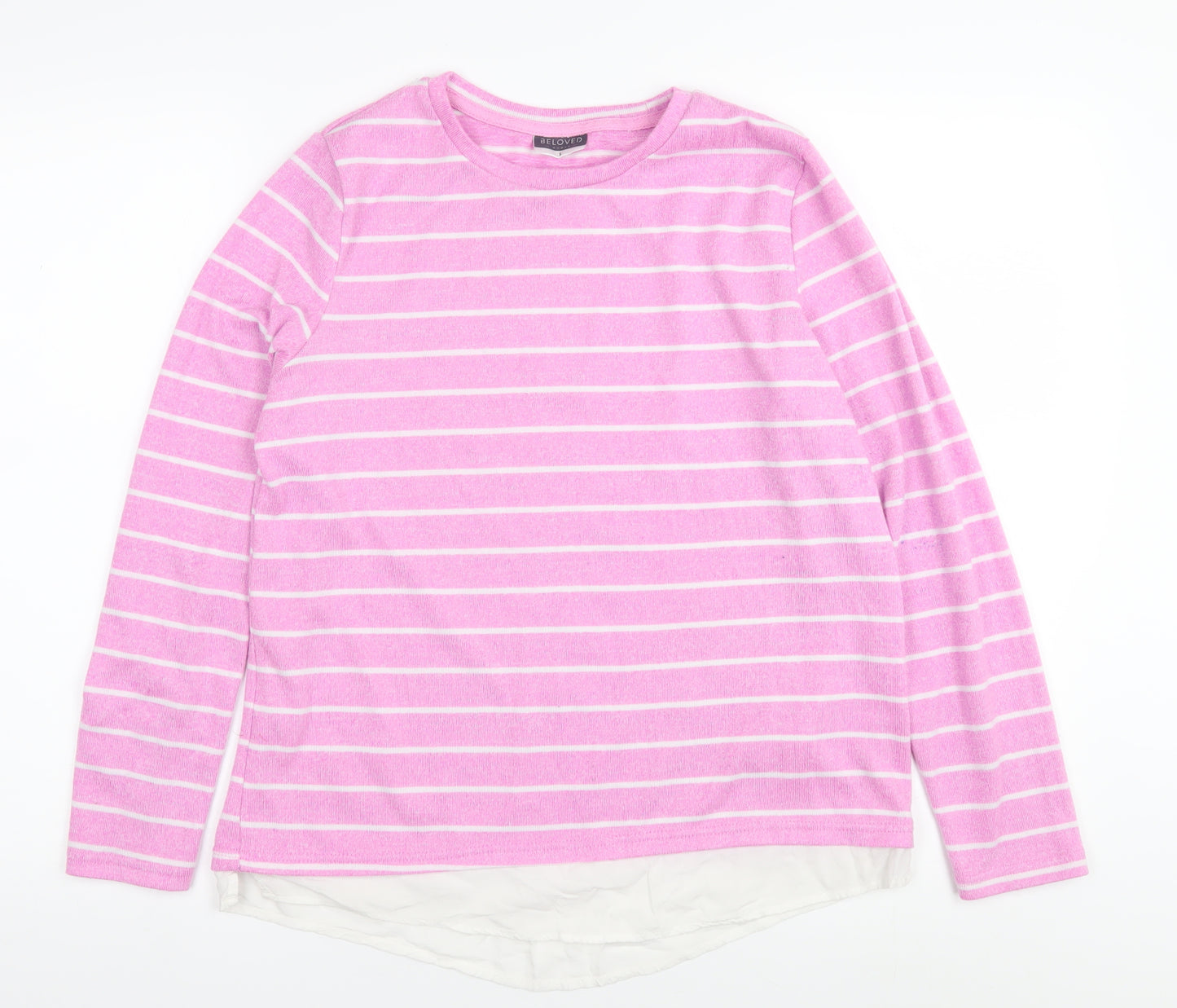 Beloved Women's Pink Long Sleeve Striped Knit Top