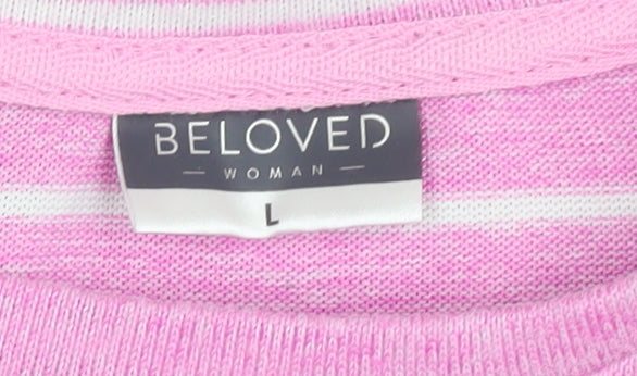 Beloved Women's Pink Long Sleeve Striped Knit Top