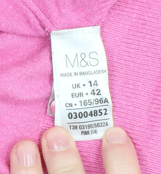 Marks and Spencer Women's Pink Cardigan Size 14