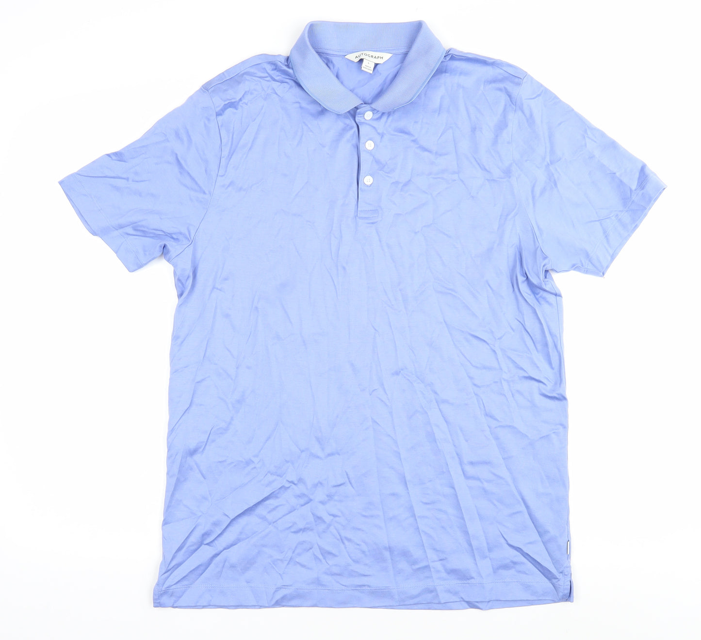 Marks and Spencer Men's Blue Polo Shirt, Large, Cotton