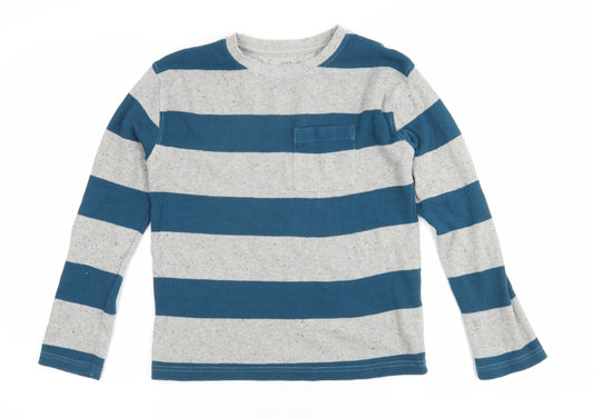 John Lewis Boys Blue Striped Long Sleeve T-Shirt Size 10