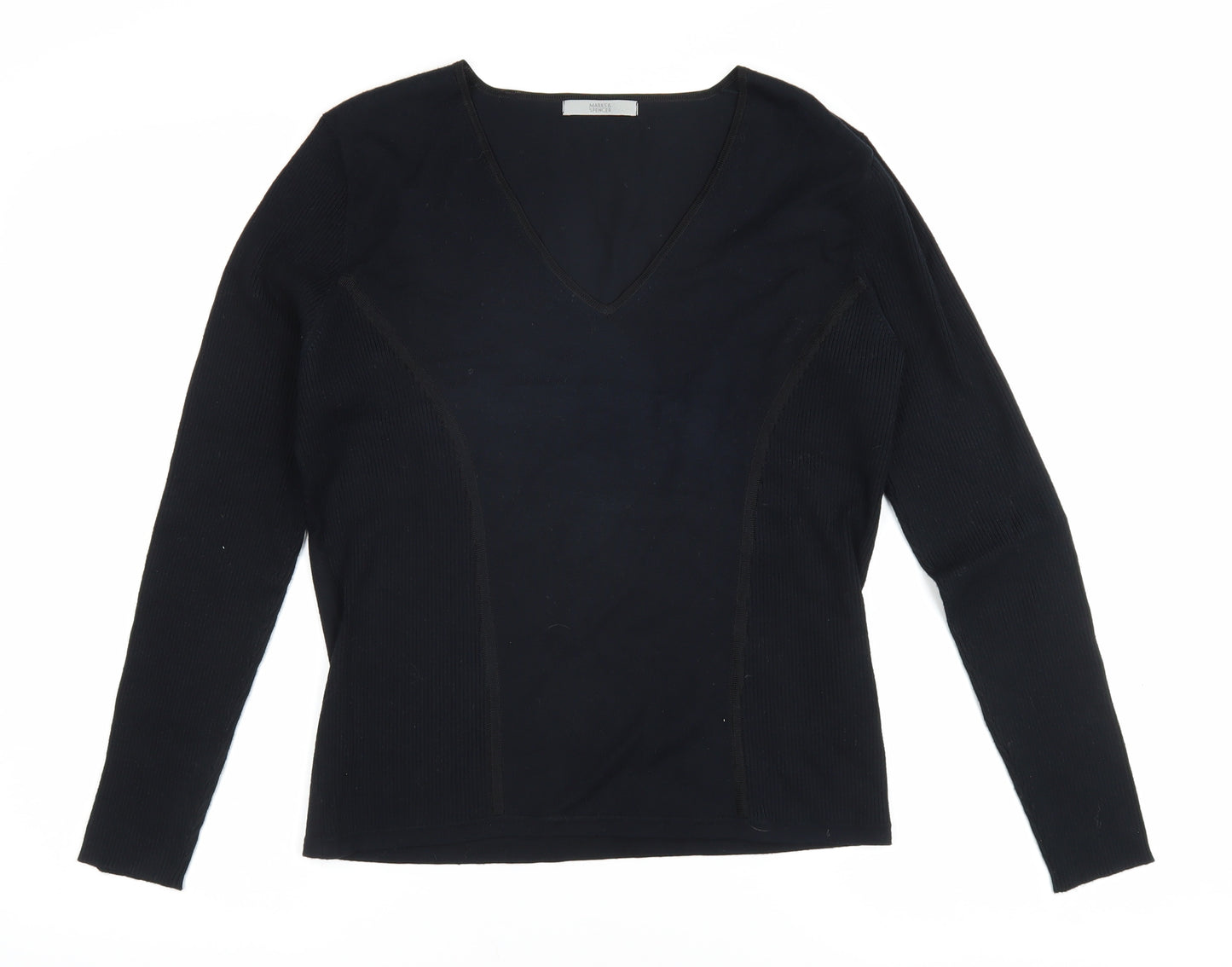 Marks & Spencer Black Viscose Women's Long Sleeve Blouse
