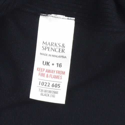 Marks & Spencer Black Viscose Women's Long Sleeve Blouse