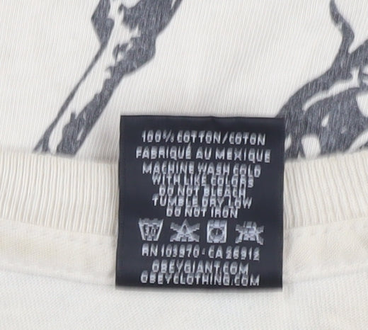 Obey Men’s Beige Graphic Print T-Shirt - Size S
