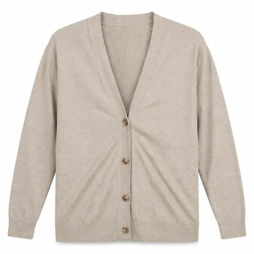 MNG Women's Beige V-Neck Cardigan M Lightweight Knit