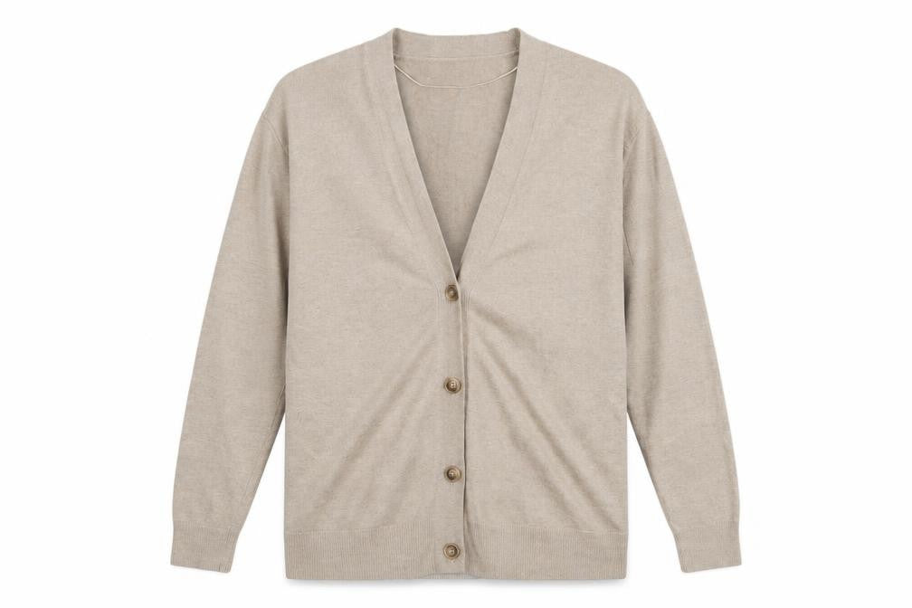 MNG Women's Beige V-Neck Cardigan M Lightweight Knit