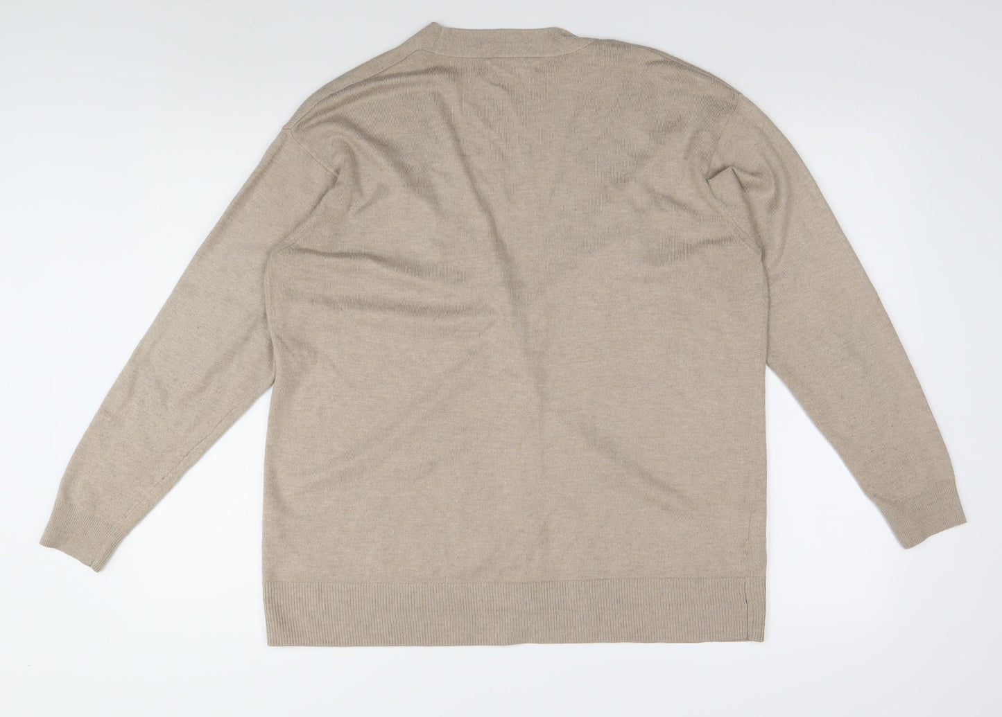 MNG Women's Beige V-Neck Cardigan M Lightweight Knit