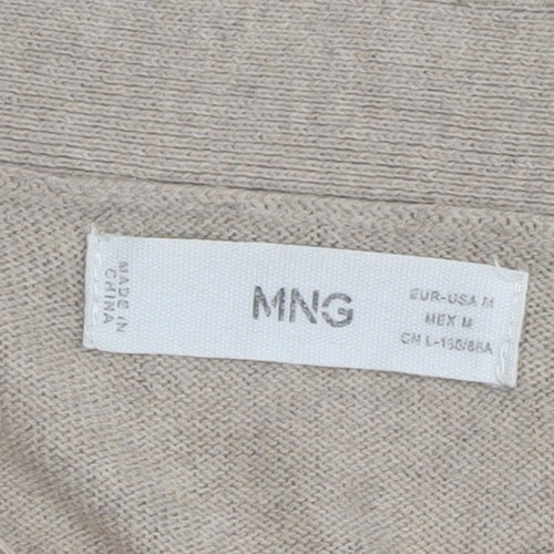 MNG Women's Beige V-Neck Cardigan M Lightweight Knit