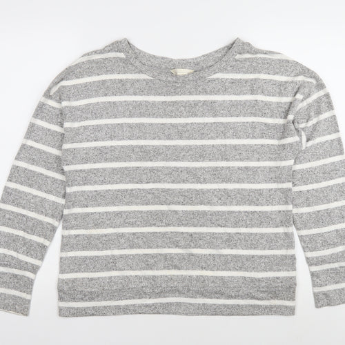Marks and Spencer Women's Grey Striped Jersey Top Size 10