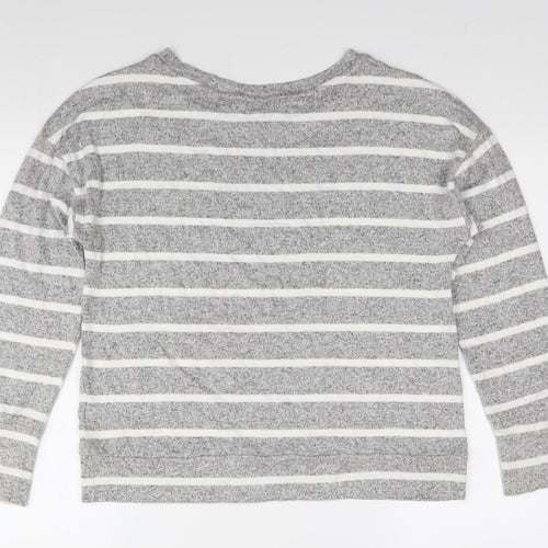 Marks and Spencer Women's Grey Striped Jersey Top Size 10