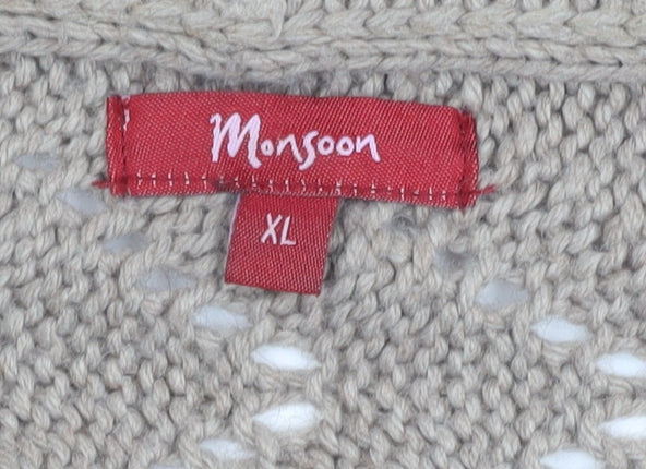 Monsoon Women's Beige XL Cardigan - Cable-Knit