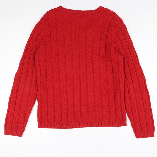 Northern Reflections Men's Red Cable-Knit Pullover Medium