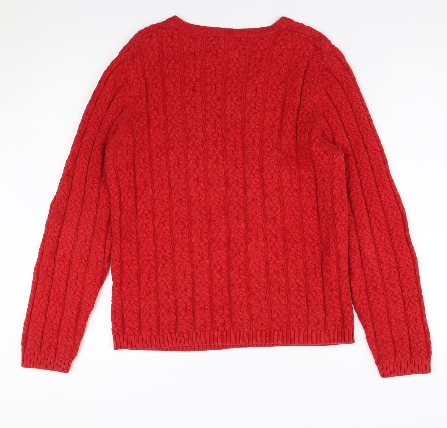 Northern Reflections Men's Red Cable-Knit Pullover Medium