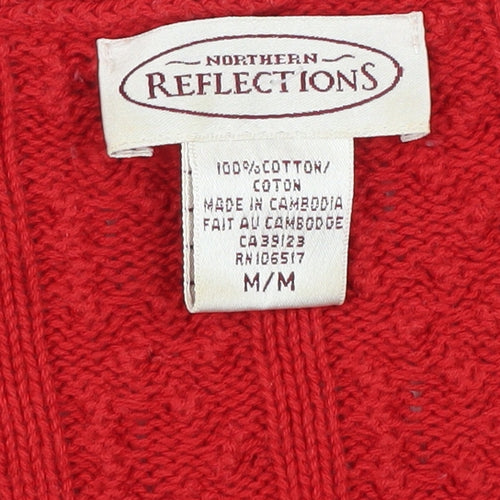 Northern Reflections Men's Red Cable-Knit Pullover Medium