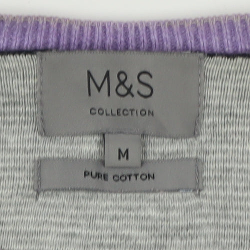 Marks and Spencer Men's Purple Cotton Pullover Jumper M