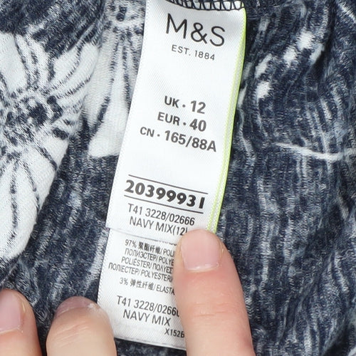 Marks and Spencer Women's Blue Floral Jersey Top