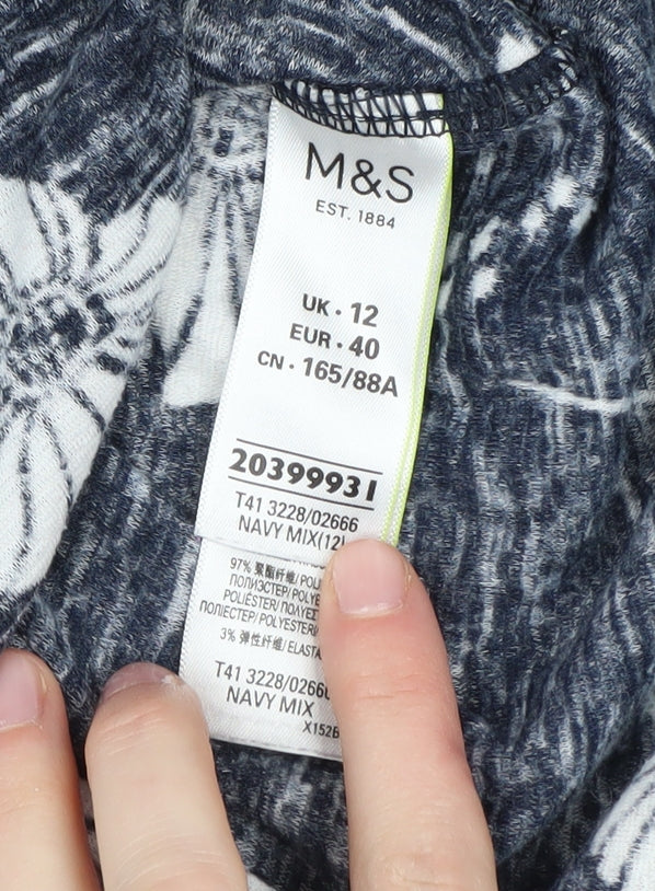 Marks and Spencer Women's Blue Floral Jersey Top