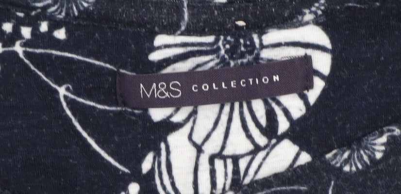 Marks and Spencer Women's Blue Floral Jersey Top