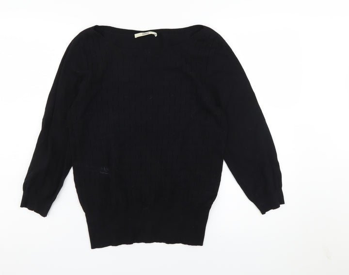 Oasis Women's Black Cotton Pullover Jumper L